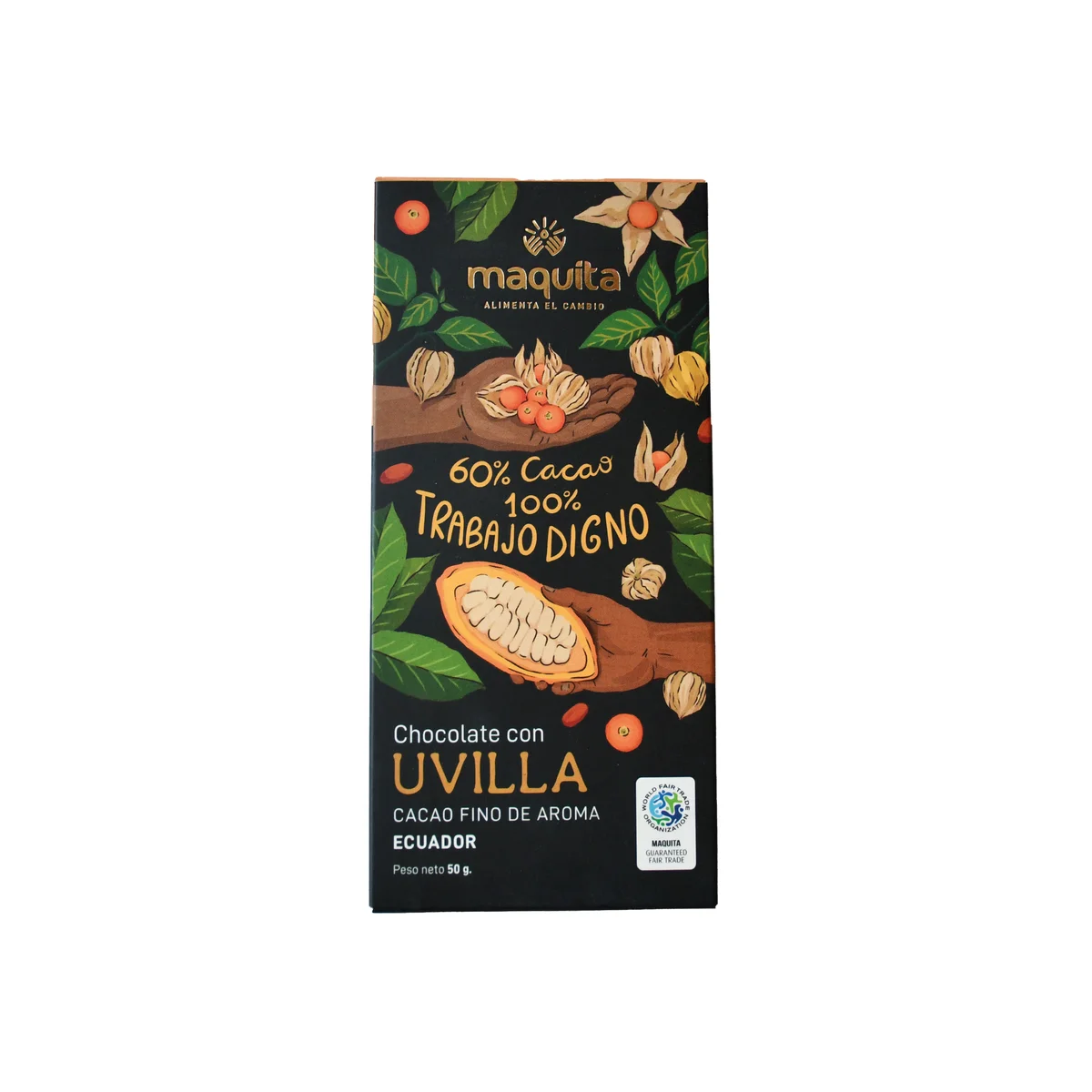 Chocolate 60% con Uvilla MAQUITA ALIMENTA EL CAMBIO 50G